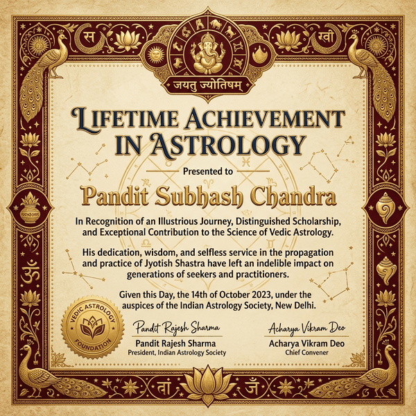 Lifetime Achievement in Astrology - Pandit Subhash Chandra